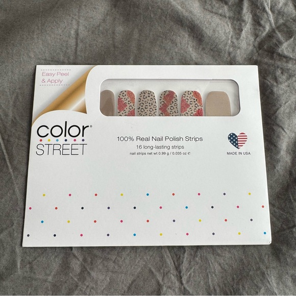 *Retired* Color Street: Catitude Problem | Gold Leopard Print Rosettes Red - Picture 3 of 10